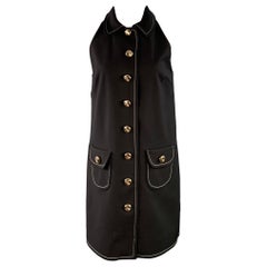 SANDRO Größe 4 Schwarz-Gold Polyestermischung Kontrastnaht Ärmelloses Kleid