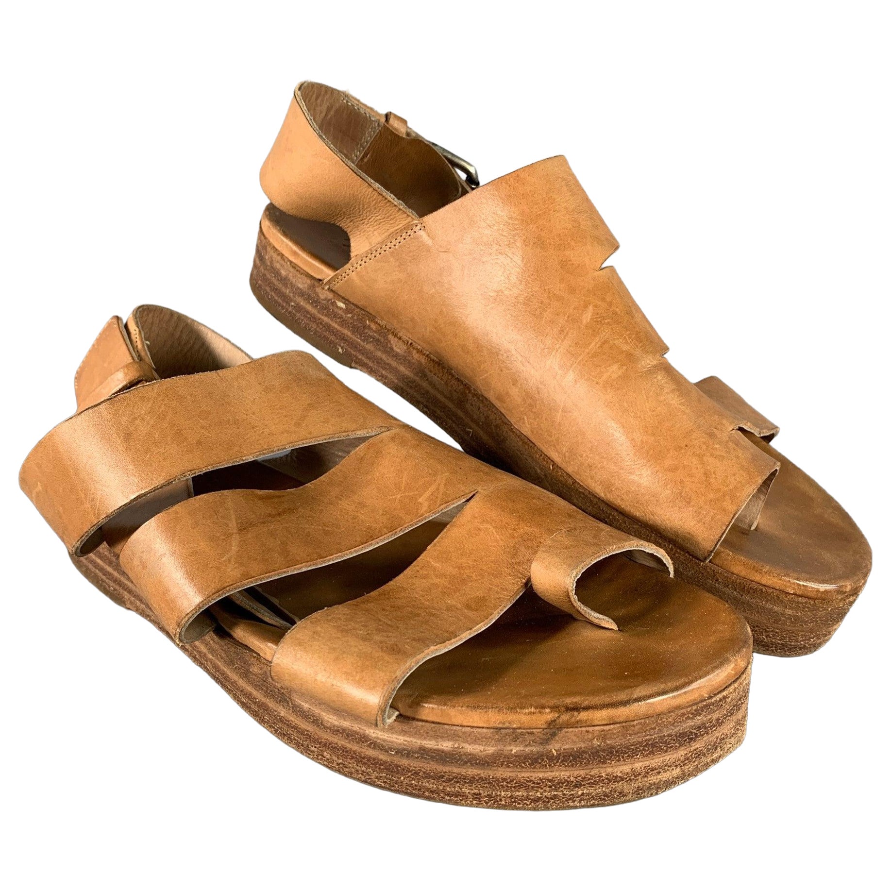 MARSELL Size 7.5 Brown Tan Strappy Flats For Sale