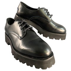PAUL SMITH Size 8 Black Leather Platform Laces