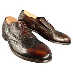 PAUL SMITH Taille 9.5 Brown Antique Leather Oxford Wingtip Lace-Up Shoes