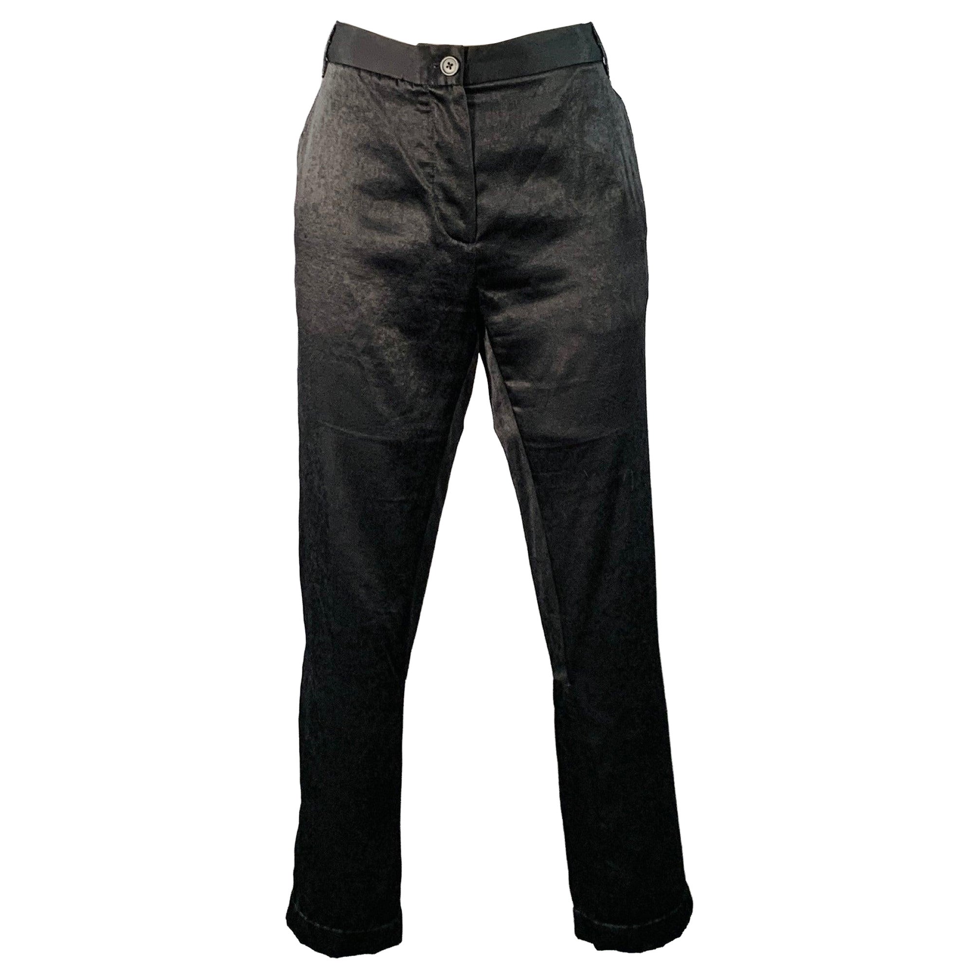 ANN DEMEULEMEESTER Größe 8 Schwarz Acetatmischung Flache Vorderseite Konisch zulaufende Kleiderhosen im Angebot