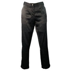 ANN DEMEULEMEESTER Größe 8 Schwarz Acetatmischung Flache Vorderseite Konisch zulaufende Kleiderhosen