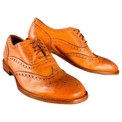 PAUL SMITH Taille 7.5 Wingtip Lace-Up Flexible Travel Shoes en cuir perforé orange