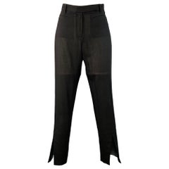 ANN DEMEULEMEESTER Größe 8 Schwarz Wolle flach vorne Knöchel Schlitz Kleid Hose