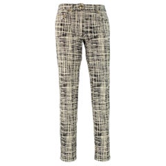 MOSCHINO Taille 6 Noir Blanc Rayon Crosshatch Five Pocket Skinny Jeans