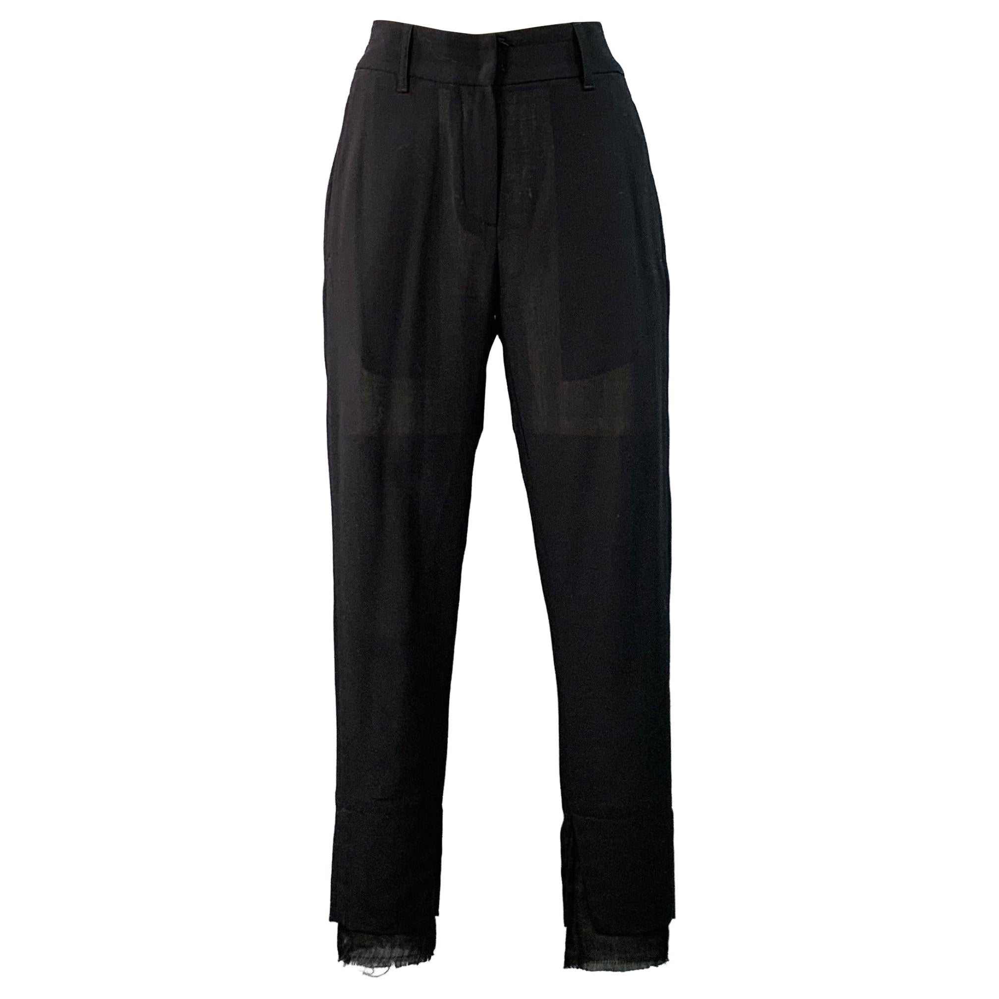 ANN DEMEULEMEESTER Größe 8 Schwarz Rayon Blend Flat Front Layered Dress Pants im Angebot