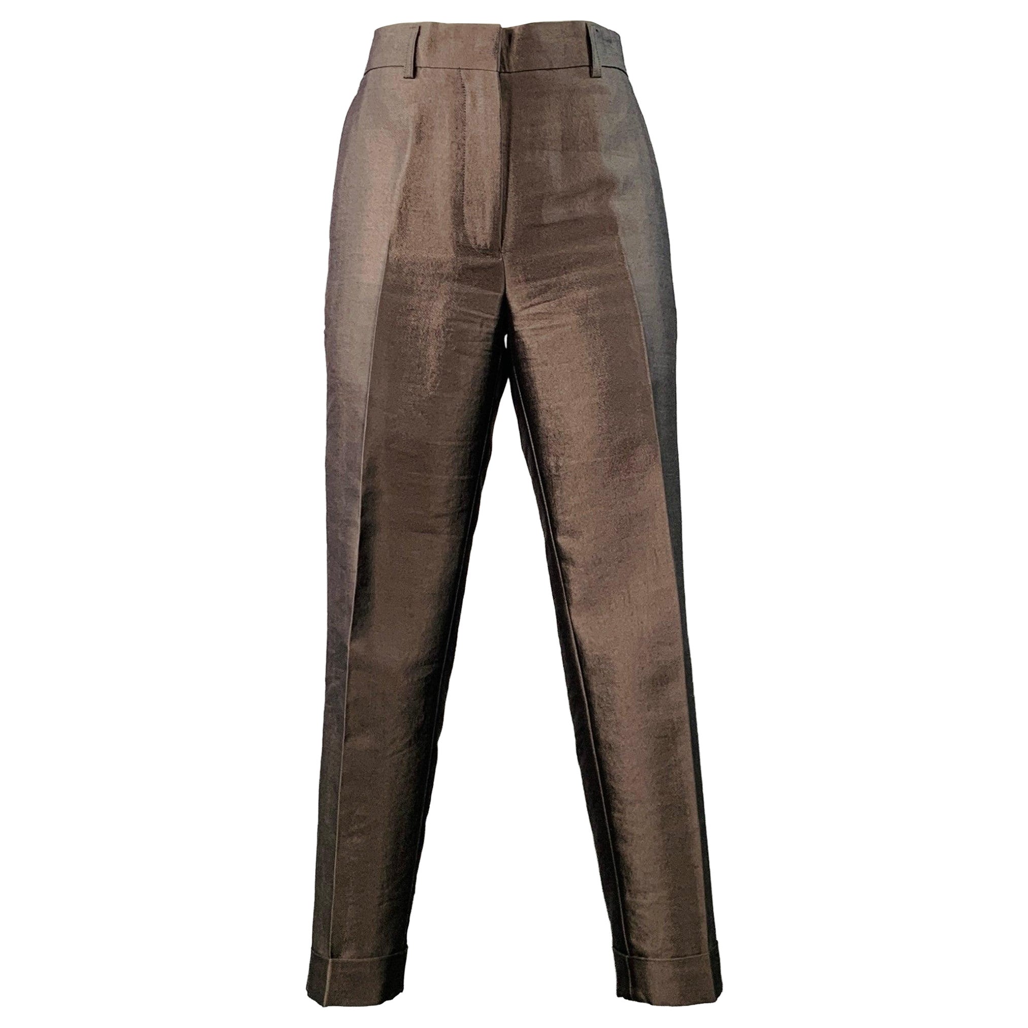 HAIDER ACKERMANN Talla 6 Gris Plata Lana Seda Pitillo Pantalones de vestir en venta