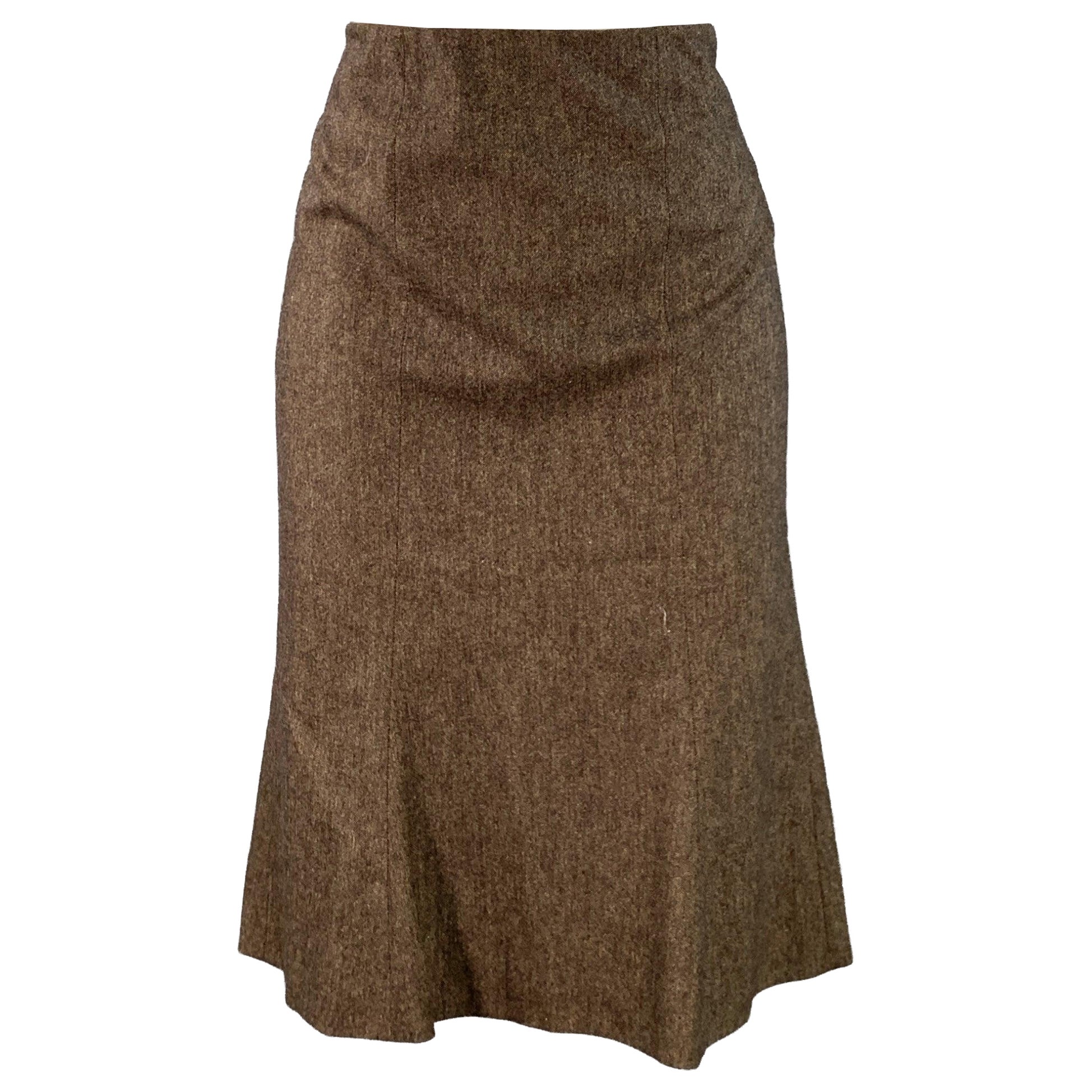 Alberta Ferretti Taille 8 Brown Beige Acetate Blend Tulip Midi Skirt en vente