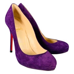 CHRISTIAN LOUBOUTIN Size 4.5 Purple Suede Platform Pumps