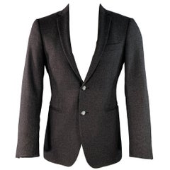 John Varvatos Taille 36 Manteau de sport court en laine vierge grise à simple boutonnage