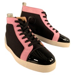 CHRISTIAN LOUBOUTIN Taille 9.5 Black Pink Mixed Materials Leather Sneakers