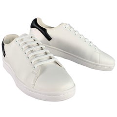RAF SIMONS Size 8 Orion White Black Leather Lace-Up Low Top Sneakers