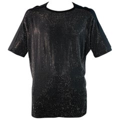 GUCCI Größe L Schwarz Nieten Seide Dolman Ärmel Rundhalsausschnitt T-shirt