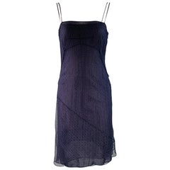 ALBERTA FERRETTI Taille 8 Robe à bretelles spaghetti en soie marine