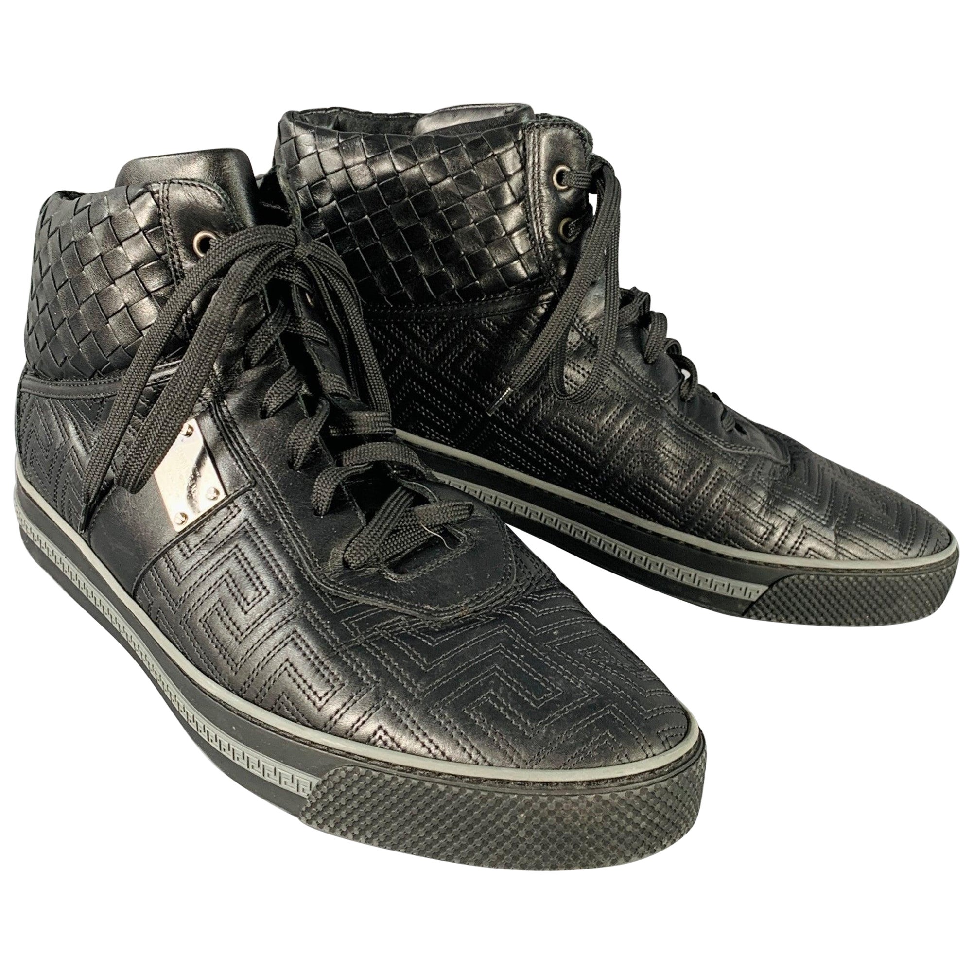 GIANNI VERSACE Zapatillas altas de piel Greca negras talla 11 en venta