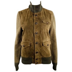 RALPH LAUREN COLLECTION Size M Green Olive Suede Cashmere Blend Mixed Materials Jacket