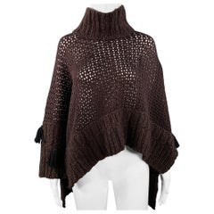 JOHN GALLIANO Size M Brown Wool Blend Turtleneck Chunky Knit Sweater