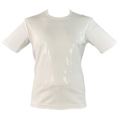 Junya Watanabe 2020 Size L White Sequined Cotton Jersey Crew Neck T-shirt