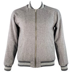 BAND OF OUTSIDERS Size L Grey Virgin Wool Mohair Herringbone Bomber Jacket