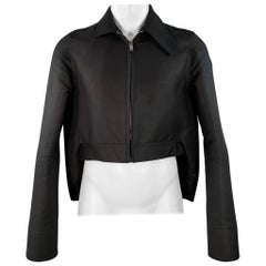 RICK OWENS Size 38 Black Cotton Blend Blouson Zip Up Jacket