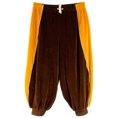 Gucci Size S Yellow Brown Color Block Velvet Balloon Casual Pants