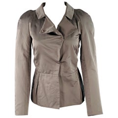 MARNI Size 2 Grey Polyester Techno Peplum Hidden Placket Jacket Blazer