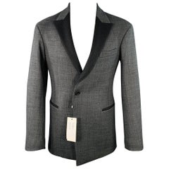 DIRK BIKKEMBERGS Size 36 Grey Black Polyester Wool Peak Lapel Sport Coat