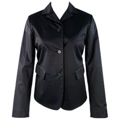 JIL SANDER Size 2 Black Cotton Blend Button Up Jacket Blazer