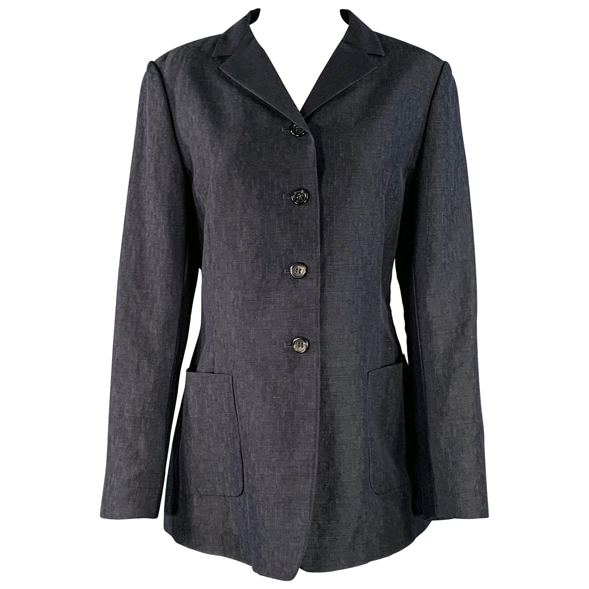 JIL SANDER Size 4 Grey Charcoal Silk Mohair Wool Jacket Blazer For Sale