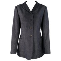 JIL SANDER Size 4 Grey Charcoal Silk Mohair Wool Jacket Blazer