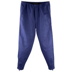 3.1 PHILLIP LIM Größe XS Blaue Baumwoll-Leinen-Hose mit hoher Taille und Kordelzug Freizeithose