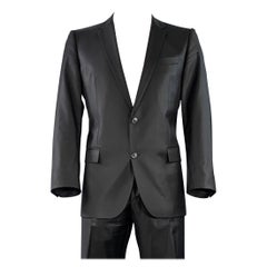 HUGO BOSS Größe 44 Schwarz Wolle Einreiher mit Kerbrevers Anzug