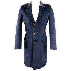 BURBERRY PRORSUM SS07 Size 38 Navy Rhinestone Cotton Wool Military Style Peacoat