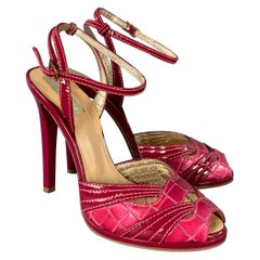 ROBERTO CAVALLI Size 6 Pink Mixed Materials Patent Leather Platform Sandals