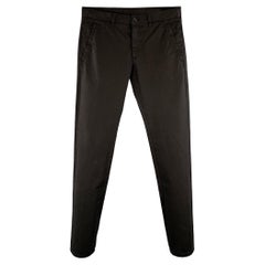 PRADA Taille 32 Pantalon slim droit décontracté en coton sergé noir à devant plat