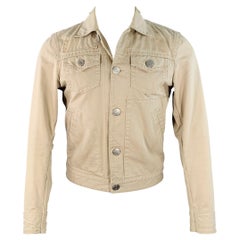 DSQUARED2 Size S Beige Twill Cotton Button Up Jacket