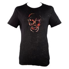 I.L.A. John Varvatos Size L Black Multi Color Skull Embroidery Short Sleeve T-shirt à manches courtes