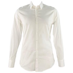 Dolce & Gabbana Size L White Cotton Blend Button Up Long Sleeve Shirt (chemise à manches longues en coton mélangé blanc)
