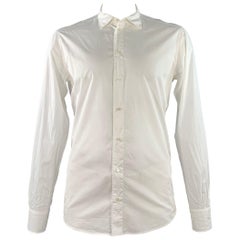 Dolce & Gabbana Size L White Cotton Button Up Long Sleeve Shirt (Chemise à manches longues en coton blanc)