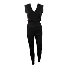CHANEL Vintage Taille M Noir Doré Combinaison sans manches à col V avec boutons CC