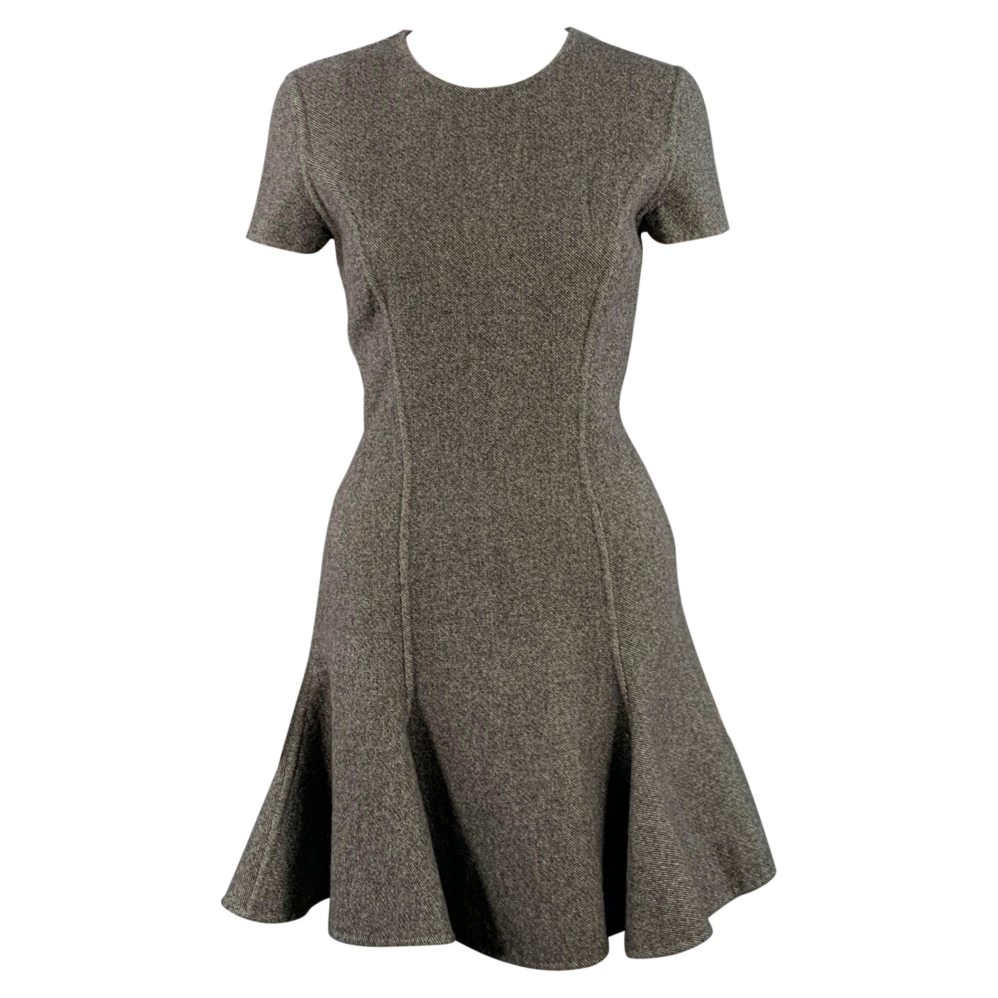 CHRISTIAN DIOR Taille 8 Gris Noir Texturé Tulipe Robe longueur genou en vente