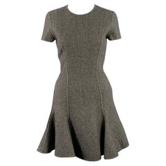 CHRISTIAN DIOR Taille 8 Gris Noir Texturé Tulipe Robe longueur genou