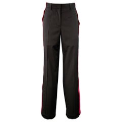 HELMUT LANG Taille 6 Seatbelt Black Pink Wool Straight Zip Fly Dress Pants
