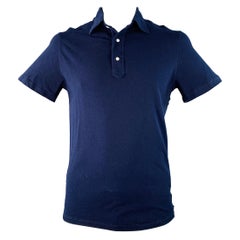 ISAIA Polo de media tapeta de piqué de algodón azul marino talla L