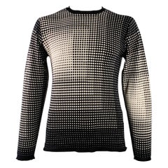 ARMANI COLLEZIONI Size L Black White Geometric Dots Silk Blend Crew Neck Pullover