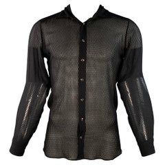 ETRO Size S Chemise à manches longues géométrique noire transparente