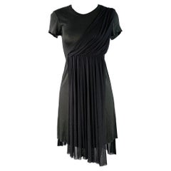 A.L.C. Taille 4 Noir Modal Silk Mesh Mixed Fabrics Short Sleeve Dress (Robe à manches courtes en modal, soie et maille mélangées)