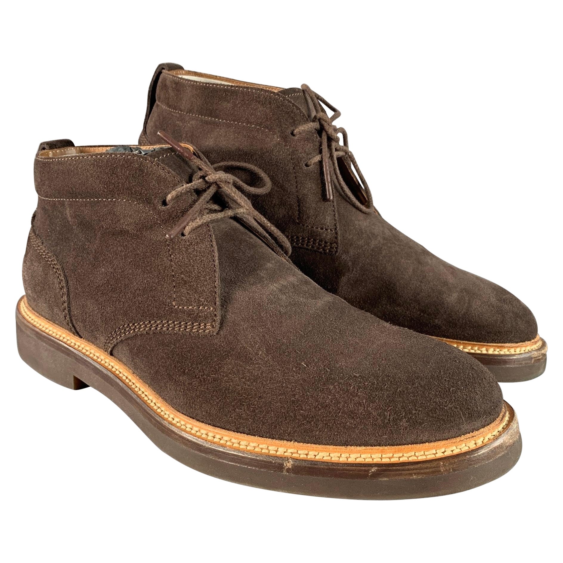 Dunhill Size 11 Brown Suede Ankle Boots en vente