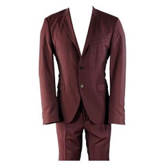 HUGO BOSS Größe 40 Burgund Schurwolle Mohair Einreihiger Anzug mit Kerbrevers