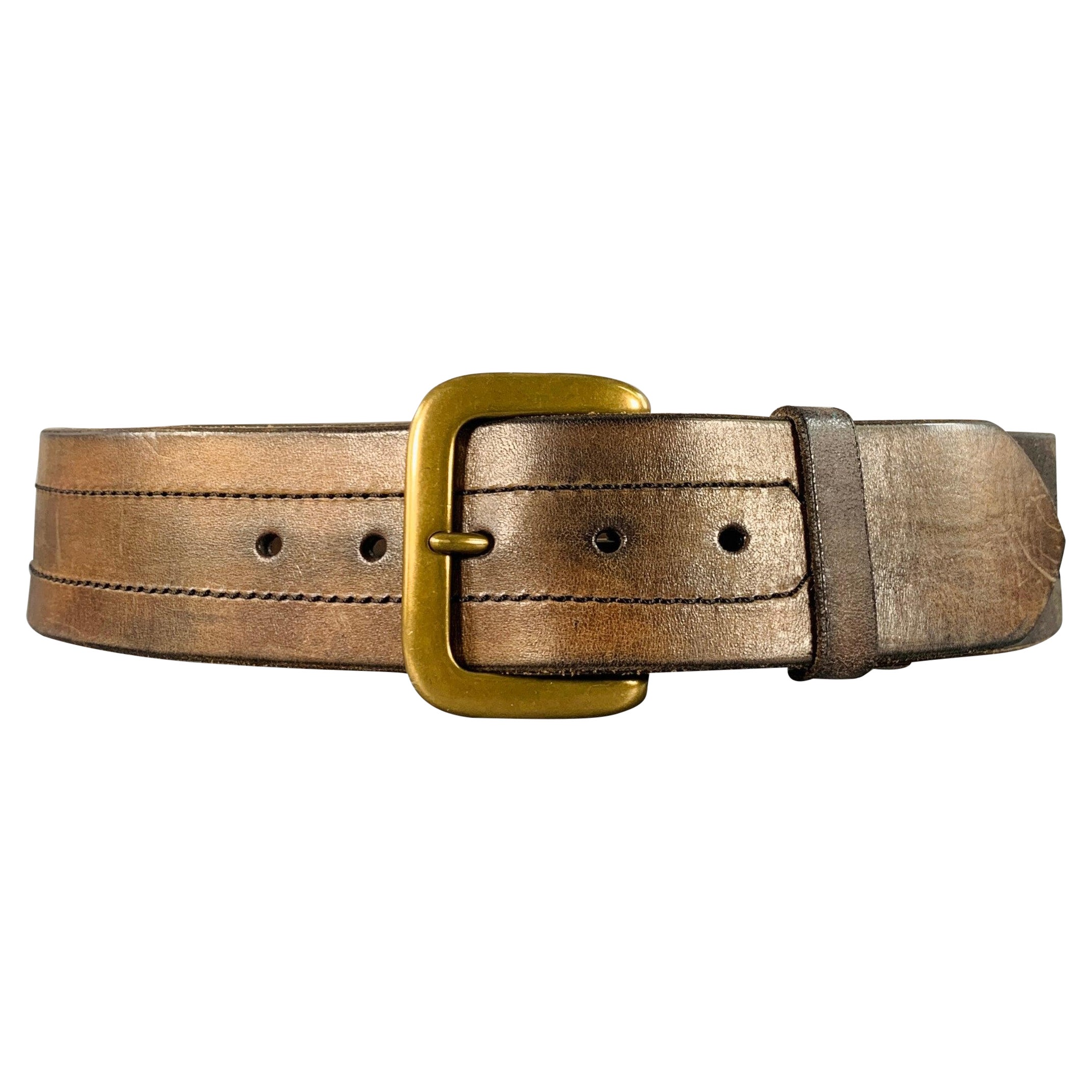 RALPH LAUREN Größe S Brauner Messing Ledergürtel im Angebot